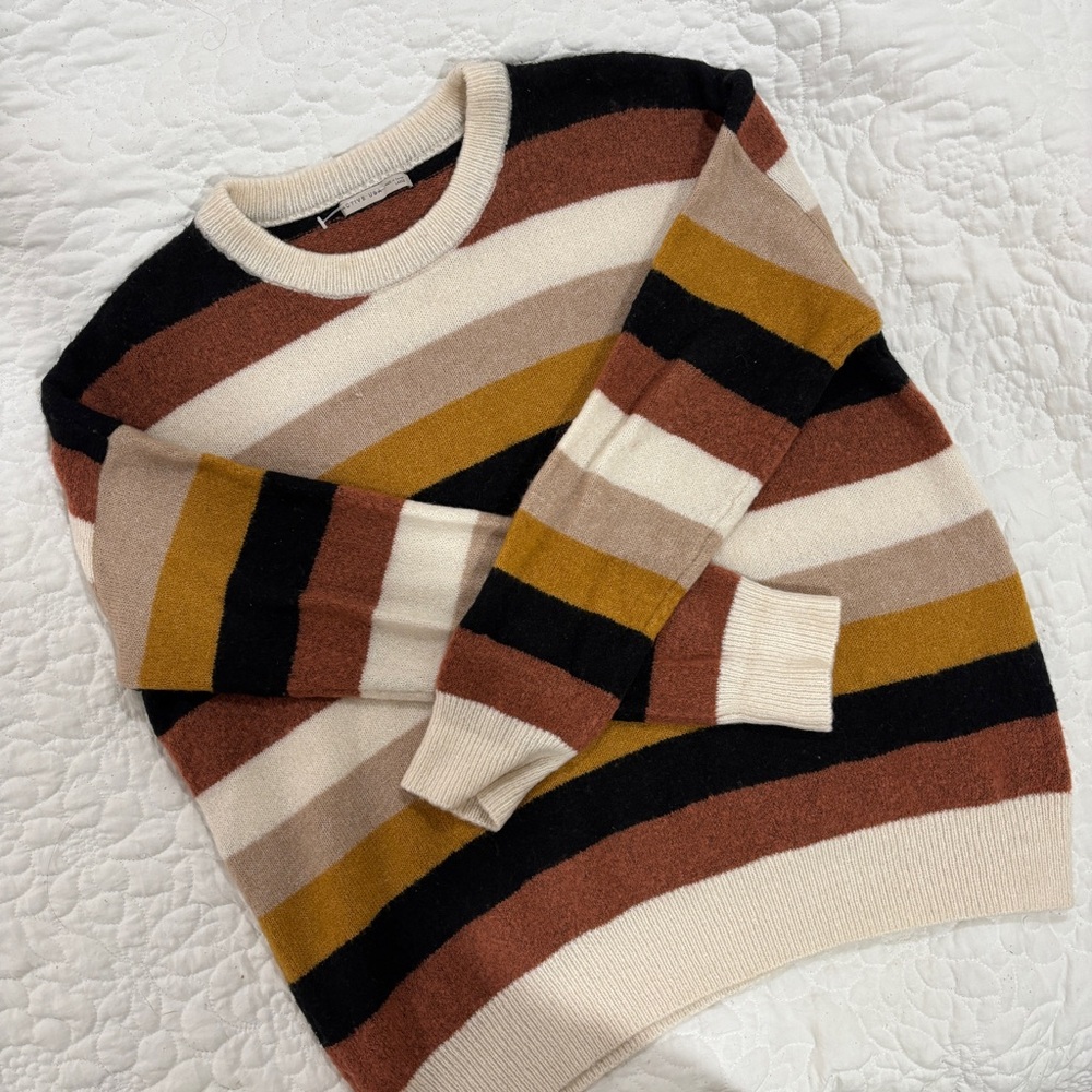 Active USA Brown and White Striped Sweater